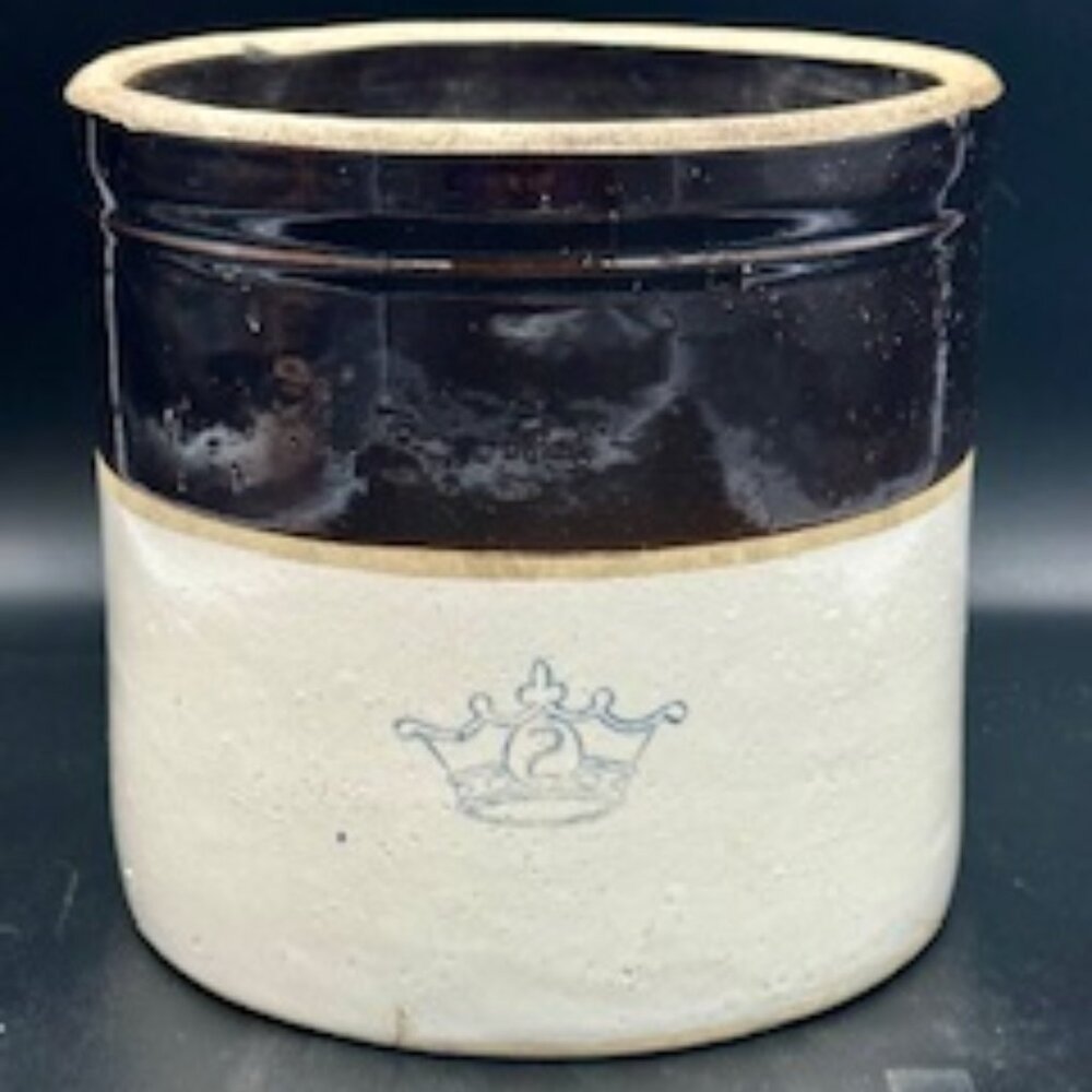 Antique/Vintage Stoneware Two Tone, 2 Gallon Crown Crock, Salt Glazed